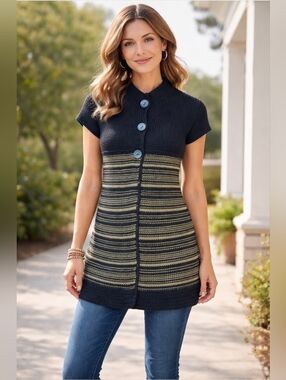 Free People Striped Button Front Cardigan Sweater Sz M